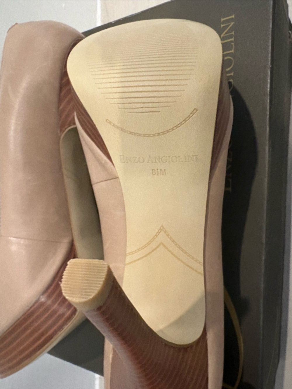 Enzo Angiolini Nude Peep Toe Platform Heels Size 8.5M Classic Pumps - Picture 6 of 9